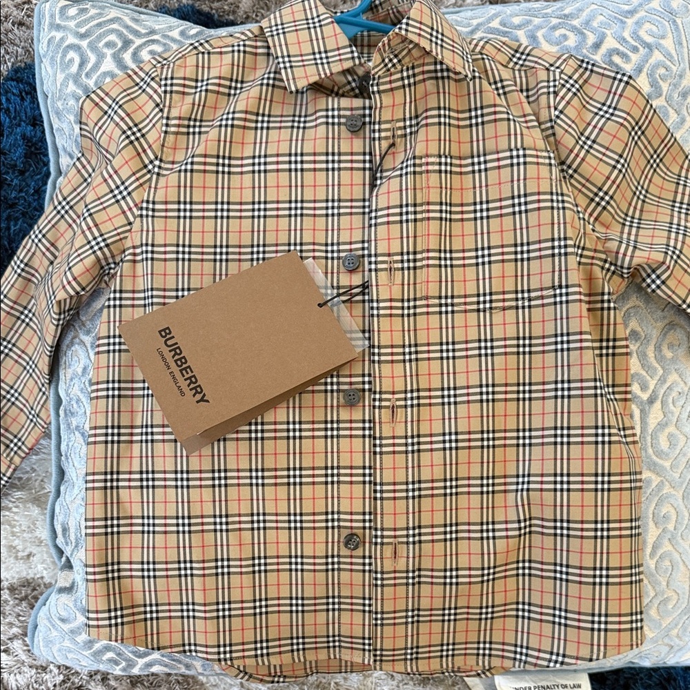Burberry Kids Beige Check Button-Down Shirt